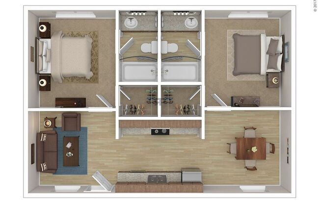 2 beds, 2 baths, 728 sqft, $1,025