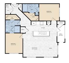 2 beds, 2 baths, 1,186 sqft, $1,704