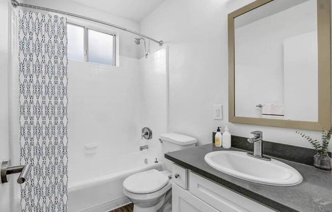 a bathroom with a sink toilet and a shower