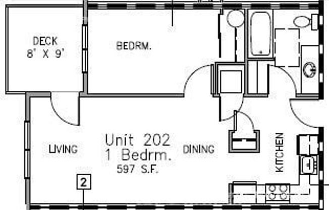 1 bed, 1 bath, 585 sqft, $1,700, Unit 202