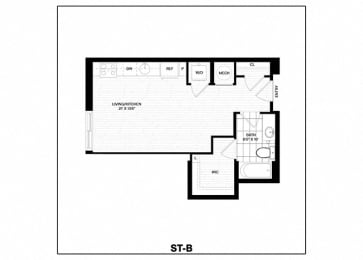 Studio, 1 bath, 436 sqft, $1,944