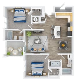 2 beds, 2 baths, 1,064 sqft, $1,336