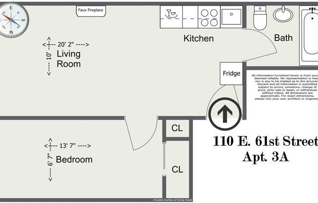 1 bed, 1 bath, $3,000, Unit 3A