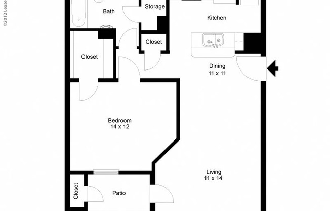 1 bed, 1 bath, 702 sqft, $1,245