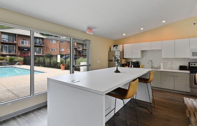 Clubhouse kitchen and dining area at Heritage Hill Estates Apartments, Cincinnati, Ohio 45227