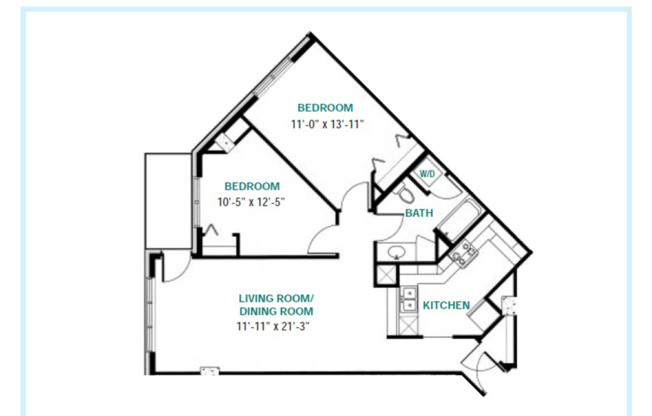 2 beds, 1 bath, 981 sqft, $1,595, Unit 0704