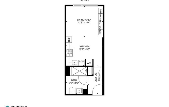 Studio, 1 bath, 360 sqft, $1,595, Unit 309
