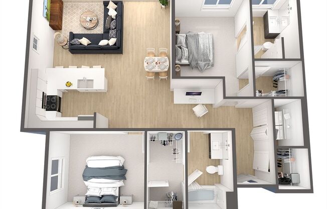 2 beds, 2 baths, 1,239 sqft, $1,735, Unit 301