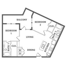2 beds, 2 baths, 975 sqft, $1,794