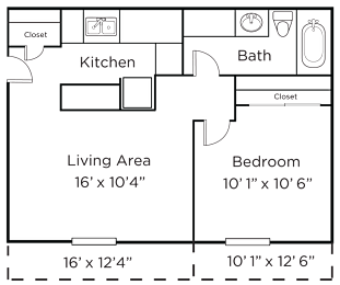 1 bed, 1 bath, 510 sqft, $1,100