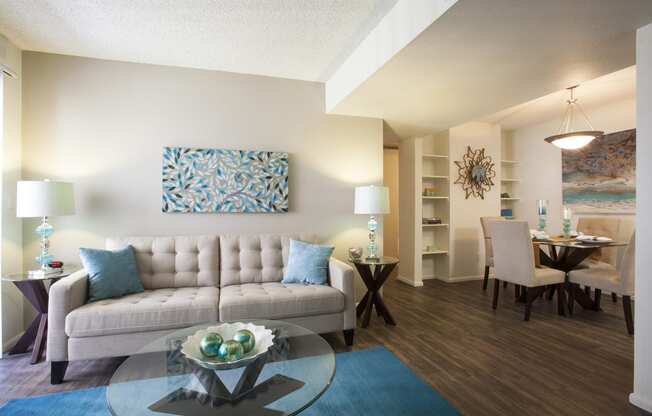 Living room at Saguaro Villas Apartments in Tucson AZ September 2020