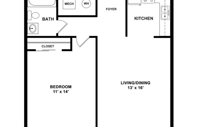 1 bed, 1 bath, 659 sqft, $945