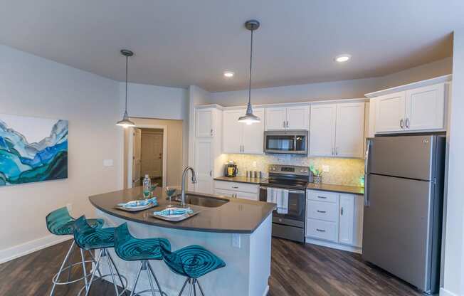 Kitchen at the Quarry Apartments in DeWitt Michigan