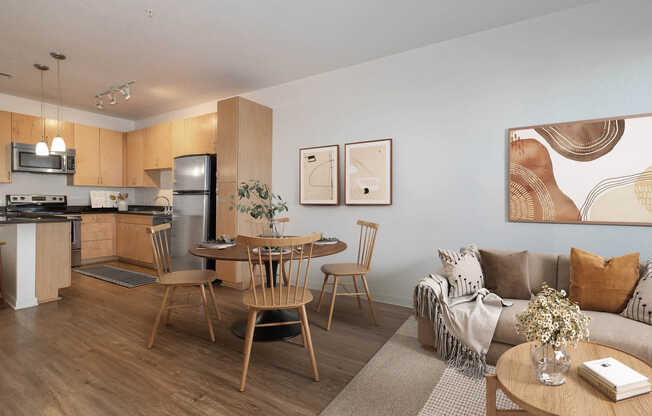 Living Area and Kitchen with Hard Surface Flooring