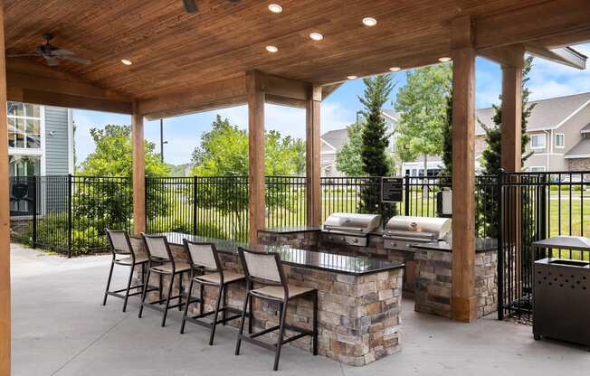 The Haven at Shoal Creek - Pool pavilion with BBQ grilling station