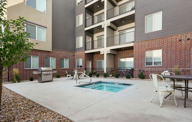 our apartments have a swimming pool and a patio