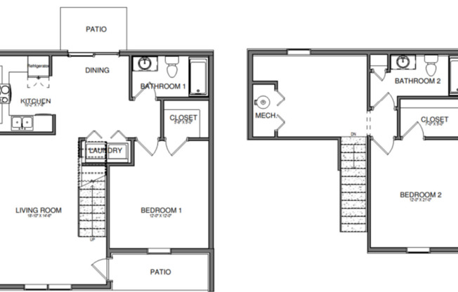 2 beds, 2 baths, 1,250 sqft, $1,650, Unit Building 15, Apt 105