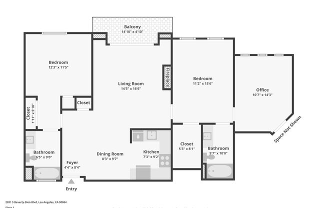 2 beds, 2 baths, 1,125 sqft, $2,898, Unit 103