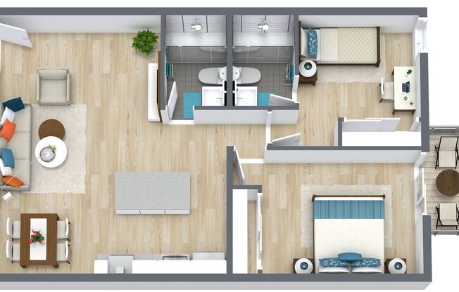 2 beds, 2 baths, 810 sqft, $3,895, Unit 2330-114