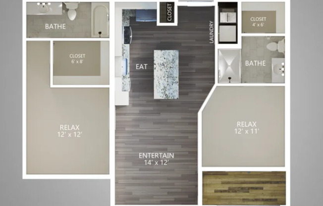 2 beds, 2 baths, 1,007 sqft, $1,880, Unit 314