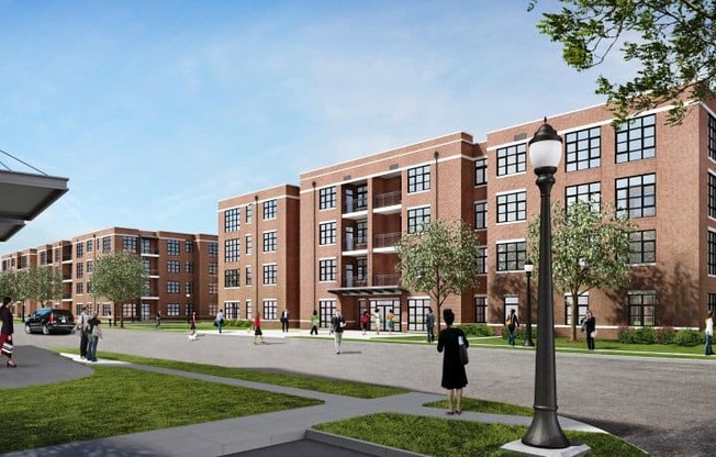 a computer generated image of a large brick building with many windows  at The Sheffield Englewood, Englewood, NJ