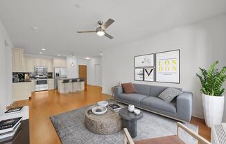 Living Room With Kitchen View at Infinity Edgewater, New Jersey, 07020