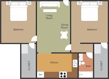 2 beds, 1 bath, 853 sqft, $1,390