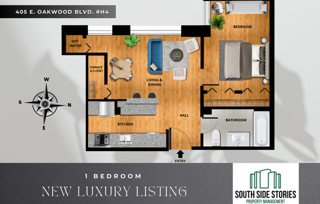 1 bed, 1 bath, $1,625, Unit H4