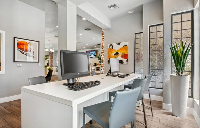 Leasing Office Desk at Harmony at Surprise Apartments in Surprise, AZ.