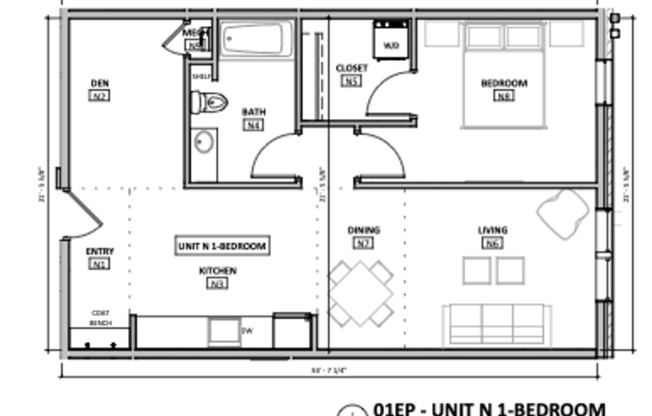 1 bed, 1 bath, 807 sqft, $1,425, Unit B03