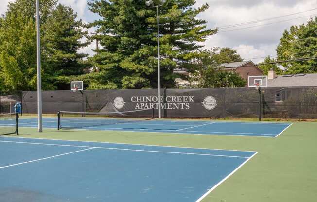World-Class Tennis Court at Chinoe Creek Apartments, PRG Real Estate, Lexington, Kentucky