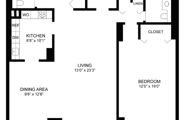 1 bed, 1.5 baths, 880 sqft, $3,075