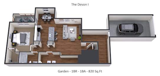 1 bed, 1 bath, 820 sqft, $1,380