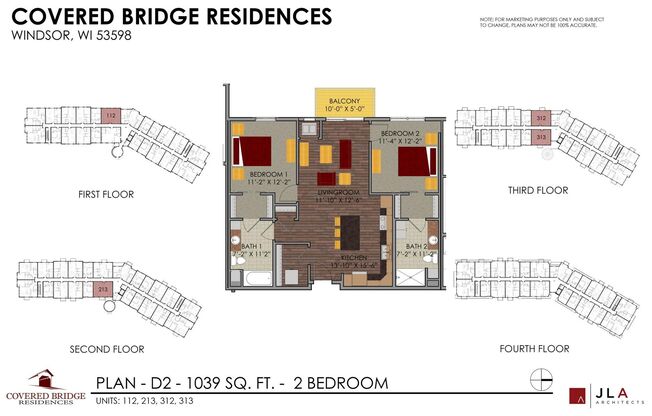 2 beds, 2 baths, 1,039 sqft, $1,989, Unit 312