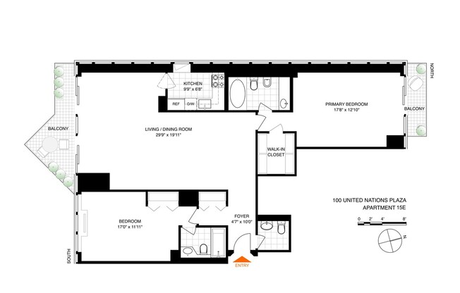 2 beds, 2.5 baths, 1,321 sqft, $8,000, Unit 15E