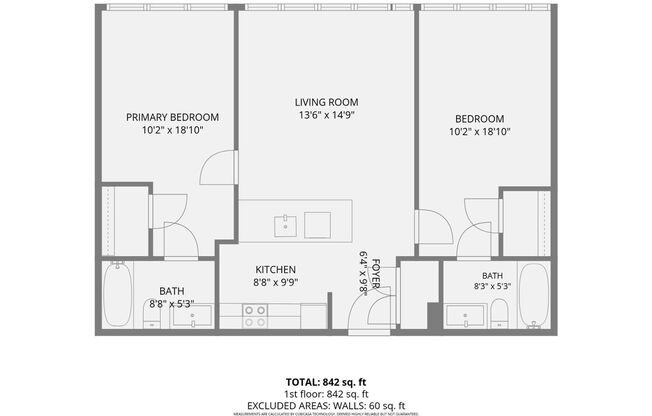 2 beds, 2 baths, 708 sqft, $1,850, Unit 500