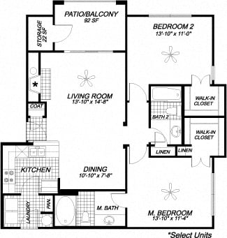 2 beds, 2 baths, $1,671