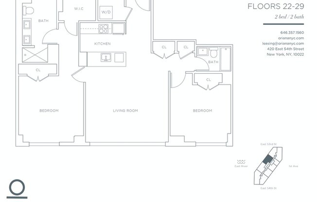 2 beds, 2 baths, 1,193 sqft, $9,637, Unit 2201