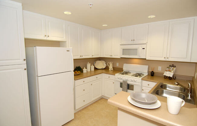 Kitchen with white cabinets