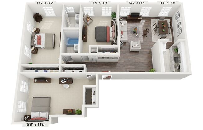 3 beds, 2 baths, 1,209 sqft, $2,330, Unit 115