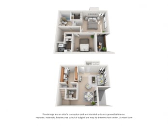 2 beds, 1.5 baths, 1,000 sqft, $1,045
