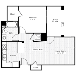 1 bed, 1 bath, 709 sqft, $1,642