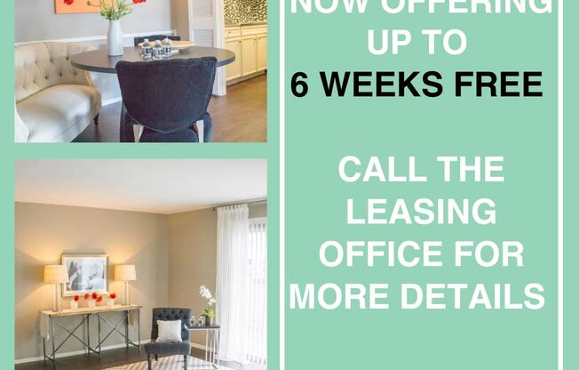 A promotional image for a free 6-week lease offer.