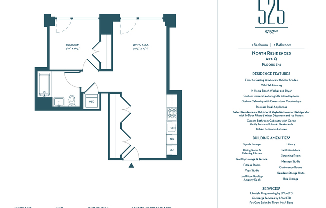 1 bed, 1 bath, $5,260, Unit 3QN