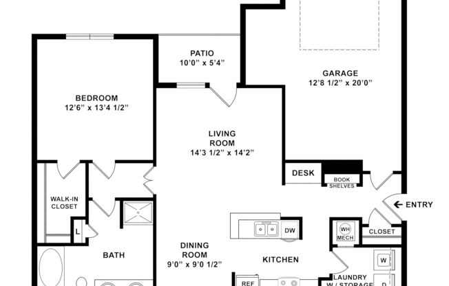 1 bed, 1 bath, 1,050 sqft, $1,569