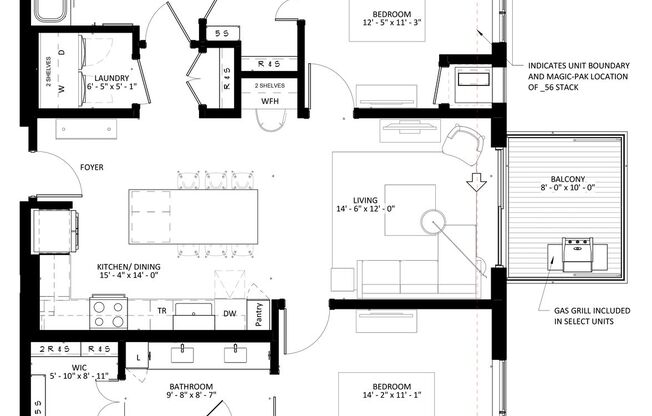 2 beds, 2 baths, 1,214 sqft, $2,785, Unit 136