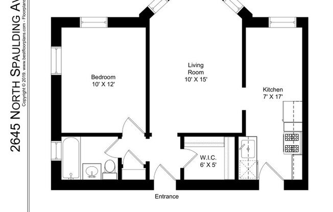 1 bed, 1 bath, 601 sqft, $1,950, Unit 2645-3W