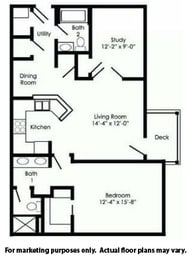 1 bed, 2 baths, 1,015 sqft, $1,560