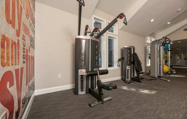 the gym at the flats at big tex apartments