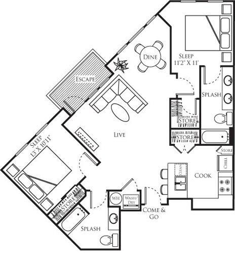 2 beds, 2 baths, 1,139 sqft, $3,336, Unit 320